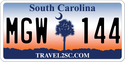 SC license plate MGW144