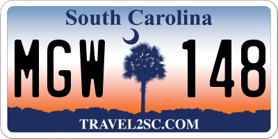 SC license plate MGW148