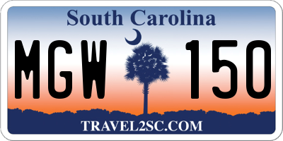 SC license plate MGW150
