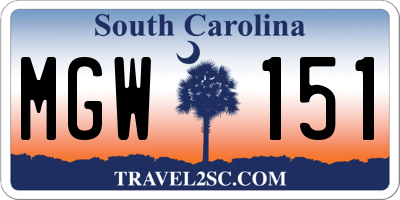 SC license plate MGW151