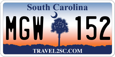 SC license plate MGW152