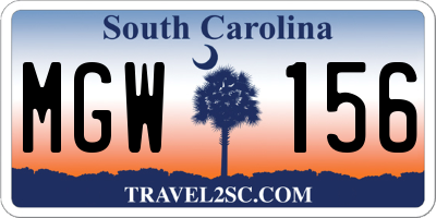 SC license plate MGW156