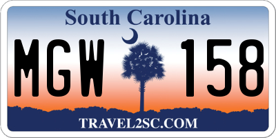 SC license plate MGW158