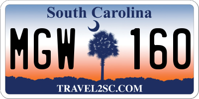 SC license plate MGW160