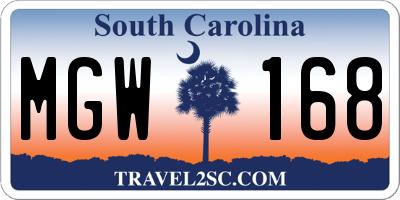 SC license plate MGW168