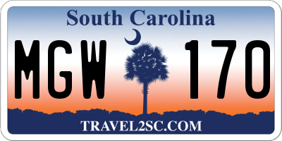 SC license plate MGW170