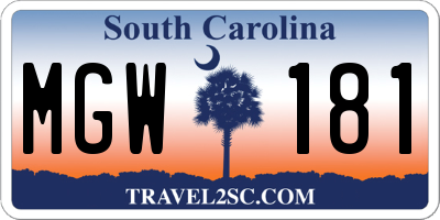 SC license plate MGW181