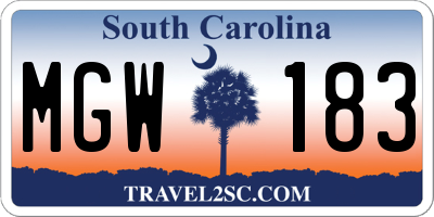 SC license plate MGW183