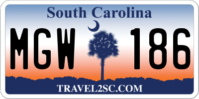 SC license plate MGW186