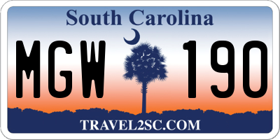 SC license plate MGW190