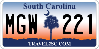 SC license plate MGW221