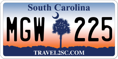 SC license plate MGW225