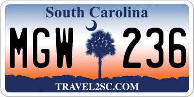 SC license plate MGW236