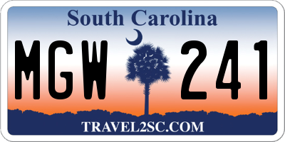 SC license plate MGW241