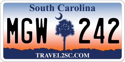 SC license plate MGW242