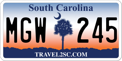 SC license plate MGW245