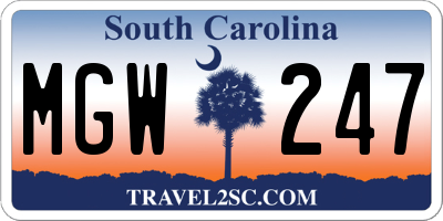 SC license plate MGW247