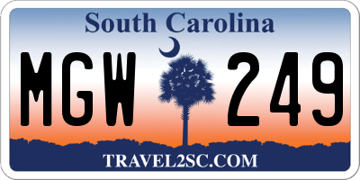 SC license plate MGW249