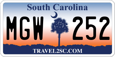 SC license plate MGW252