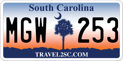 SC license plate MGW253