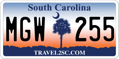 SC license plate MGW255