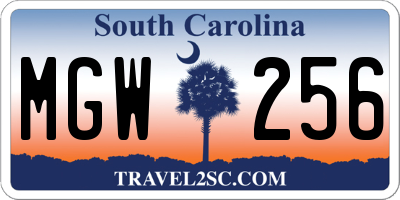 SC license plate MGW256
