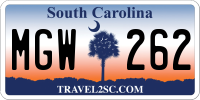 SC license plate MGW262