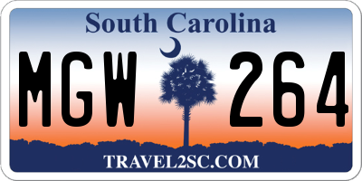 SC license plate MGW264