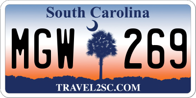 SC license plate MGW269