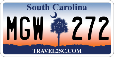 SC license plate MGW272