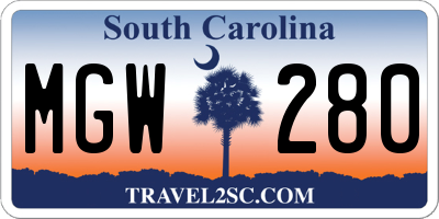 SC license plate MGW280