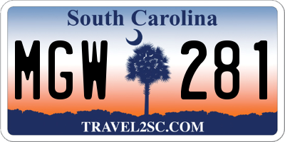 SC license plate MGW281