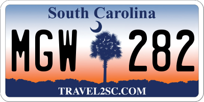 SC license plate MGW282