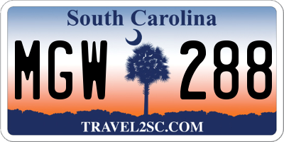 SC license plate MGW288