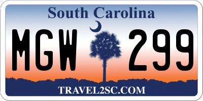 SC license plate MGW299