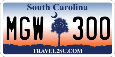 SC license plate MGW300