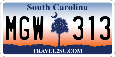 SC license plate MGW313