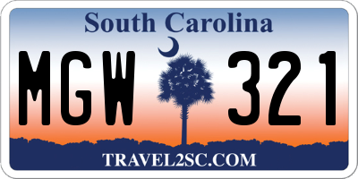 SC license plate MGW321