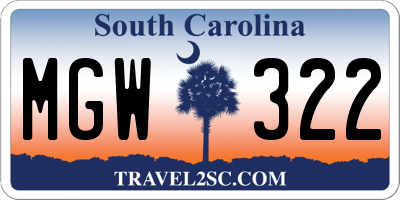 SC license plate MGW322