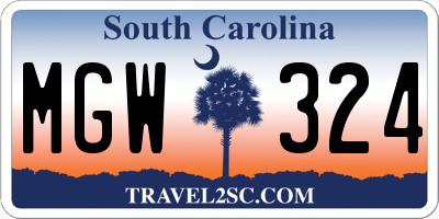 SC license plate MGW324