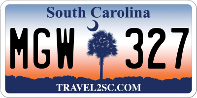 SC license plate MGW327