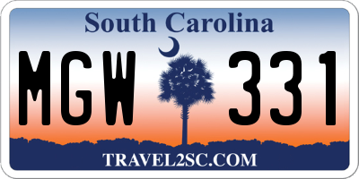 SC license plate MGW331