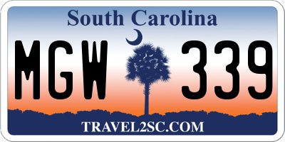 SC license plate MGW339