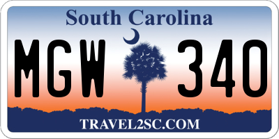SC license plate MGW340