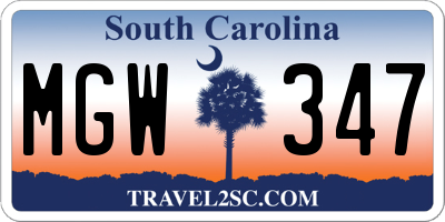 SC license plate MGW347