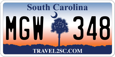 SC license plate MGW348