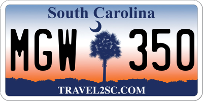 SC license plate MGW350