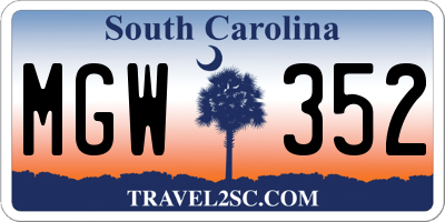 SC license plate MGW352