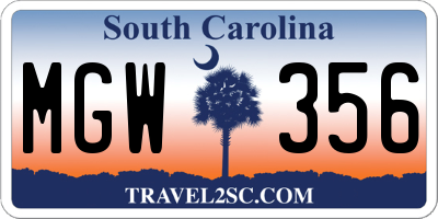 SC license plate MGW356