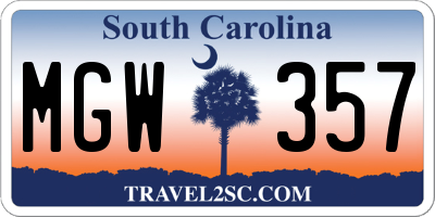 SC license plate MGW357